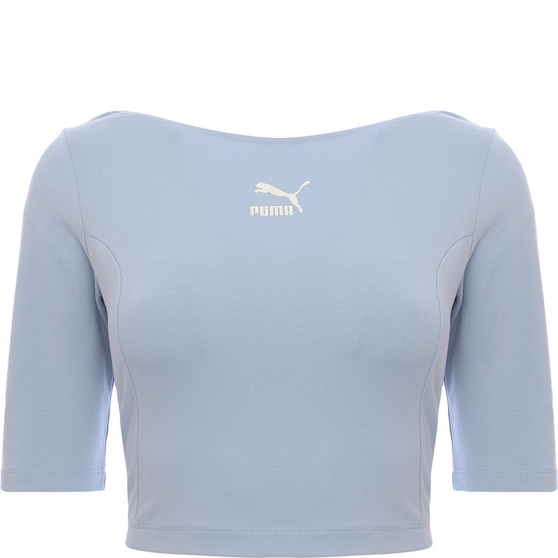 Puma Women's Blue Classics Crop T-Shirt