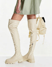 Raid Womens Rooshi Over The Knee Stretch Boots In Cream