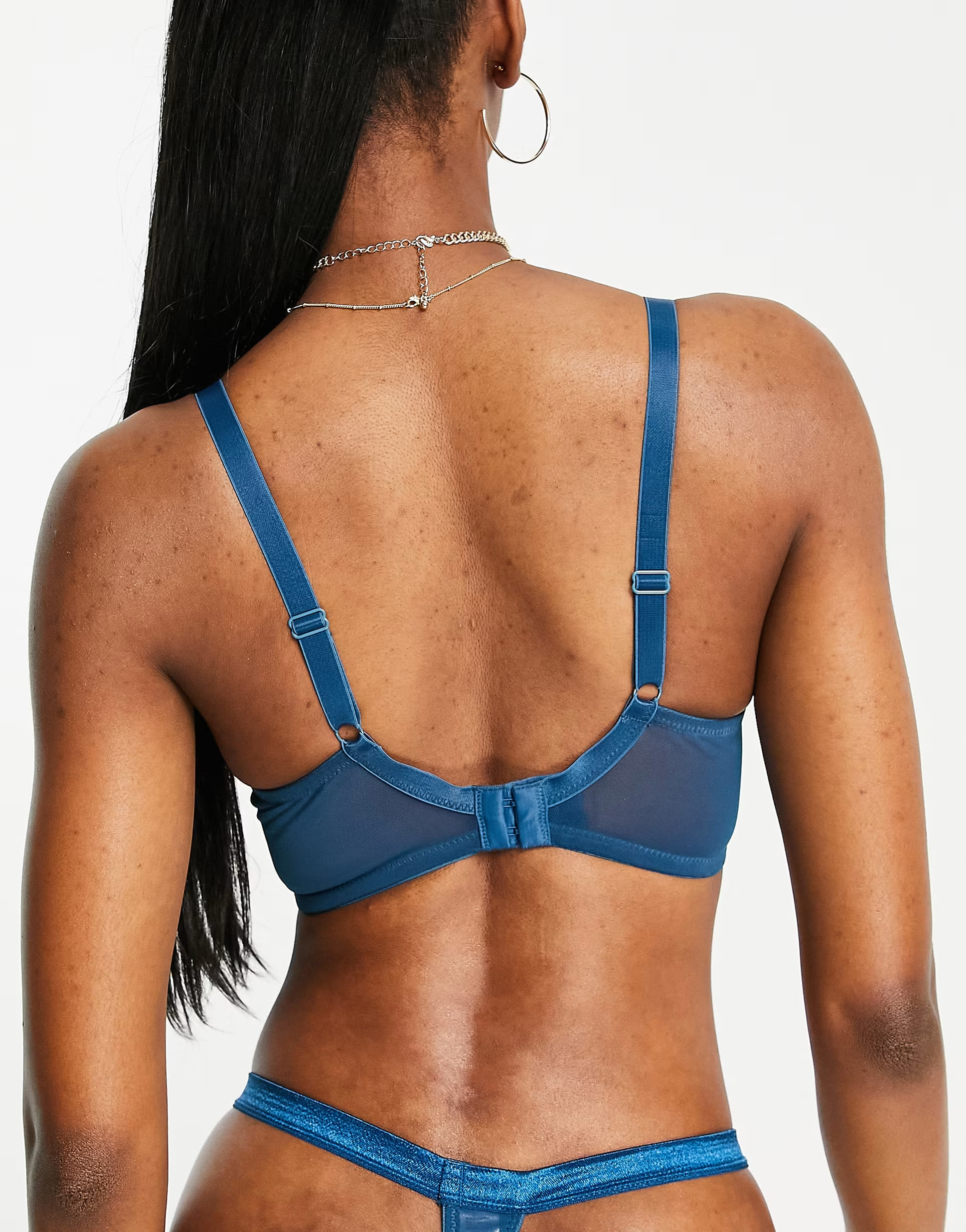 Ivory Rose Lingerie Womens Fuller Bust High Apex Sheer Dot Mesh Bra in Teal