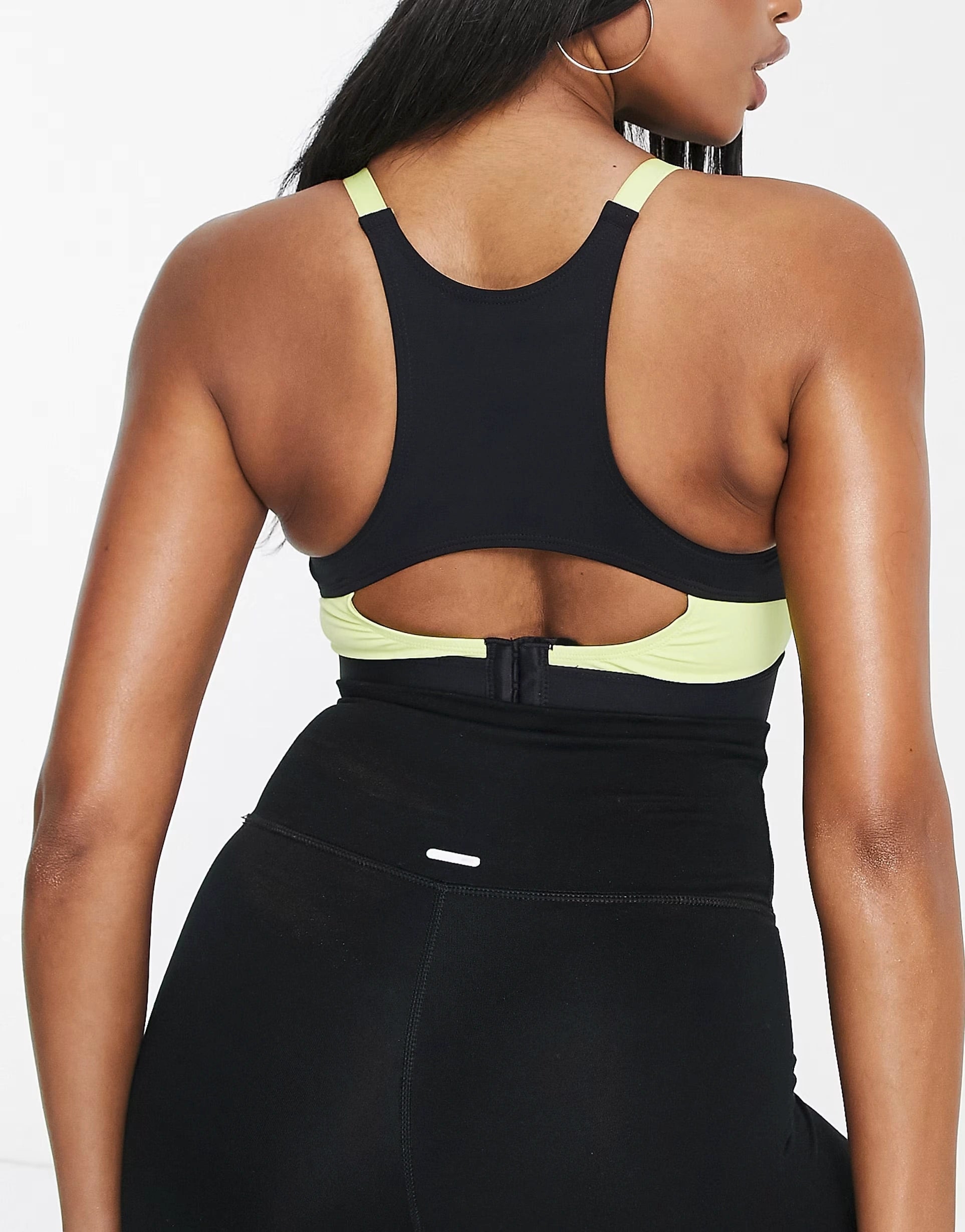 Ivory Rose Lingerie Womens Fuller Bust Contrast Sports Bra in Black And Lime