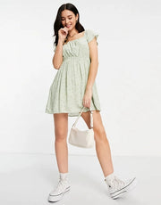 Womens American Eagle Summer Mini Dress In Green Daisy