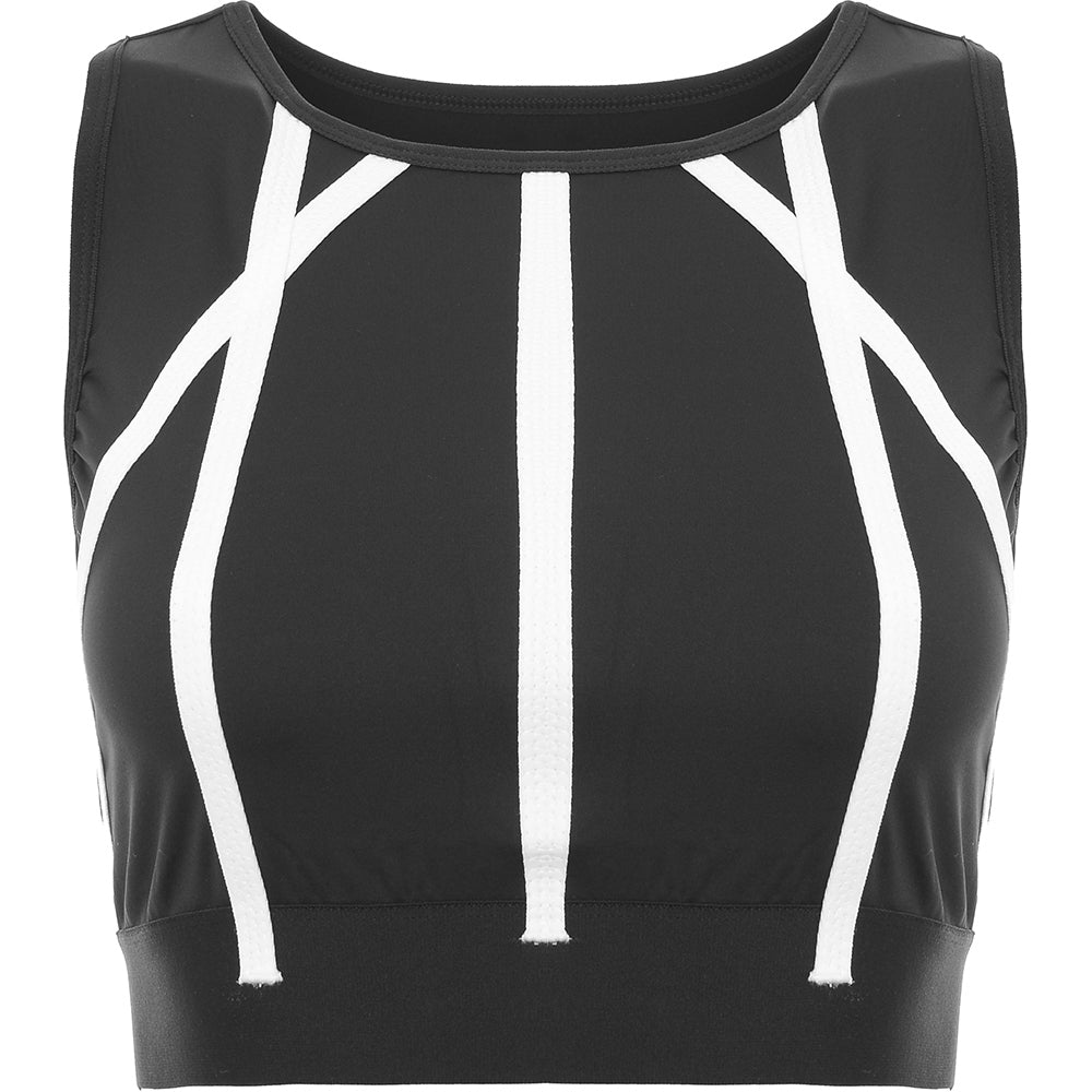 Reebok Women's Black Crop Top With Seam Detail