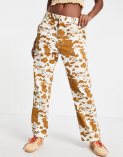 Obey relaxed straight leg trousers in cow print