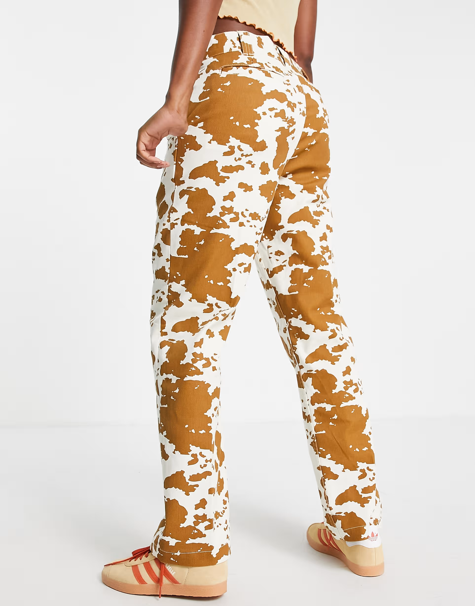 Obey relaxed straight leg trousers in cow print