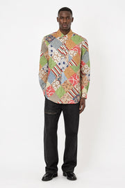 Moschino Men's Quilt Print Poplin Shirt in Multicolour