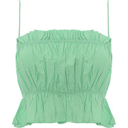 Stradivarius Women's Green Ruched Poplin Cami