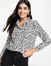 Brave Soul Womens Elise Dalmation Print White Shirt In White