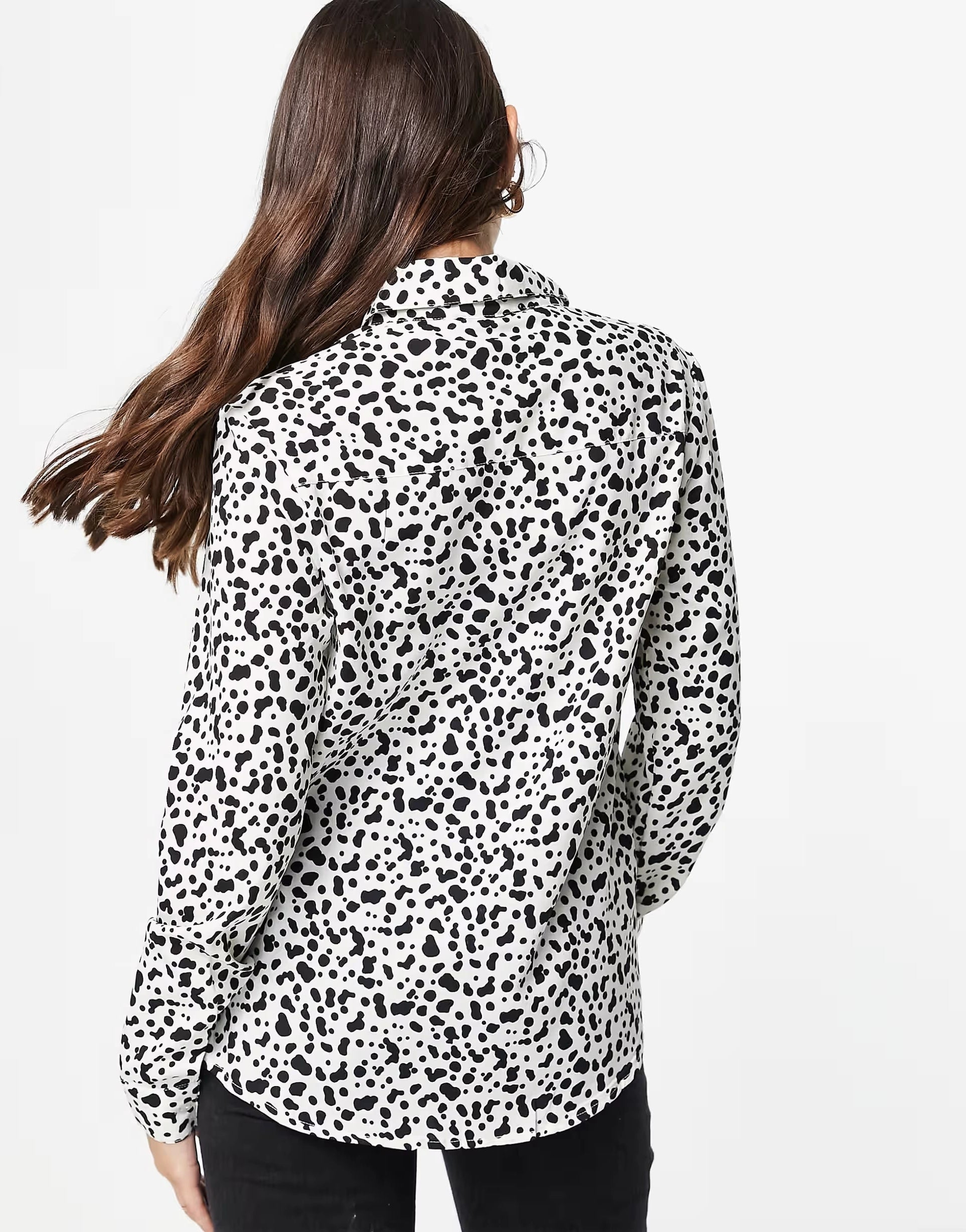 Brave Soul Womens Elise Dalmation Print White Shirt In White