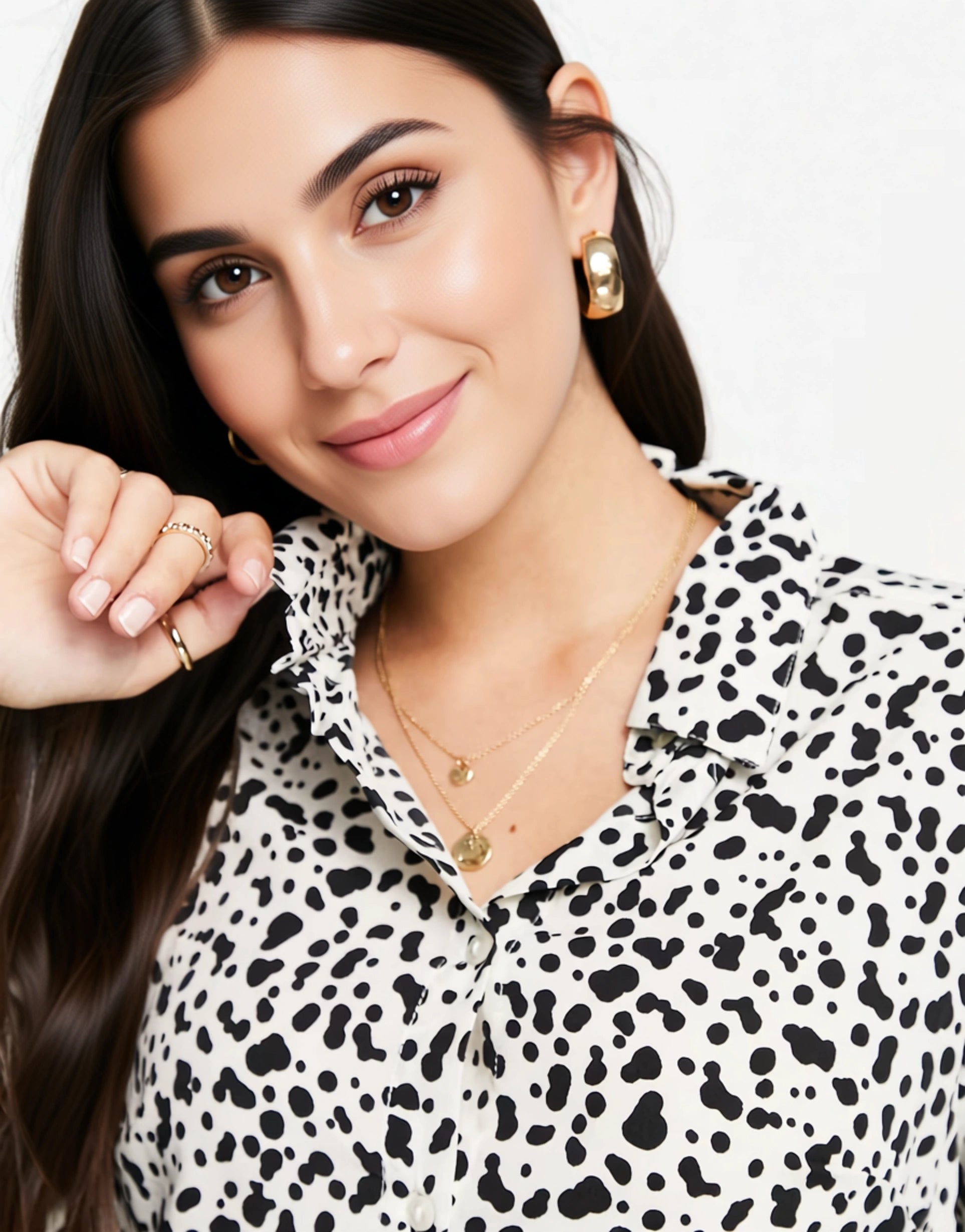 Brave Soul Womens Elise Dalmation Print White Shirt In White