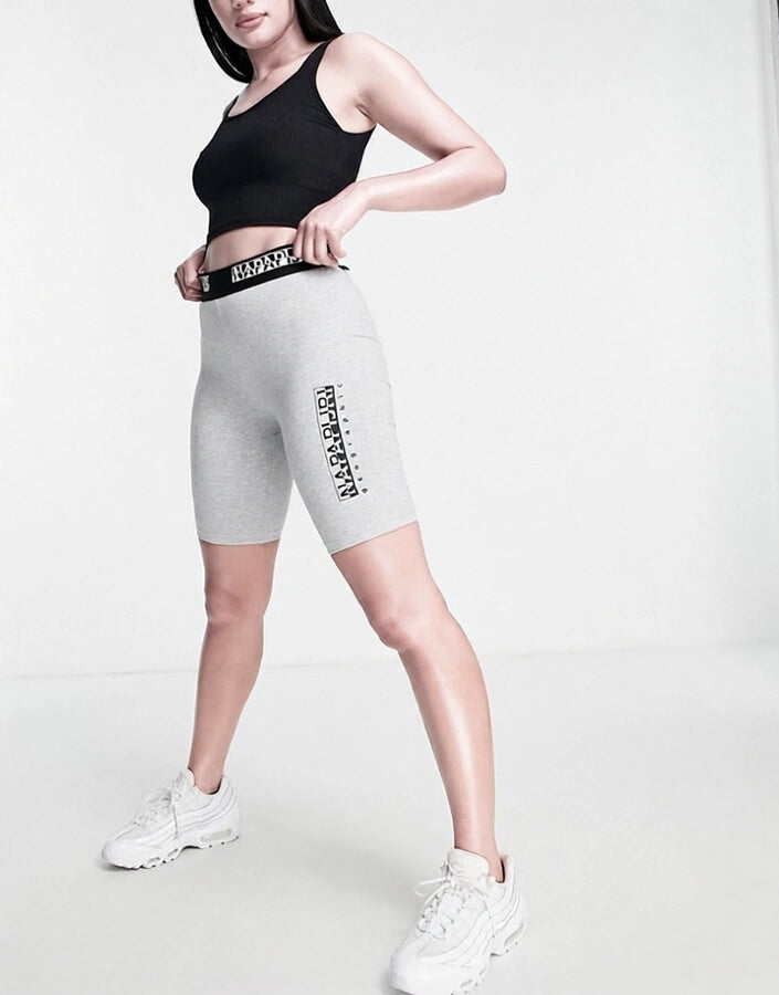 Napapijri Womens Box Legging Shorts In Light Grey