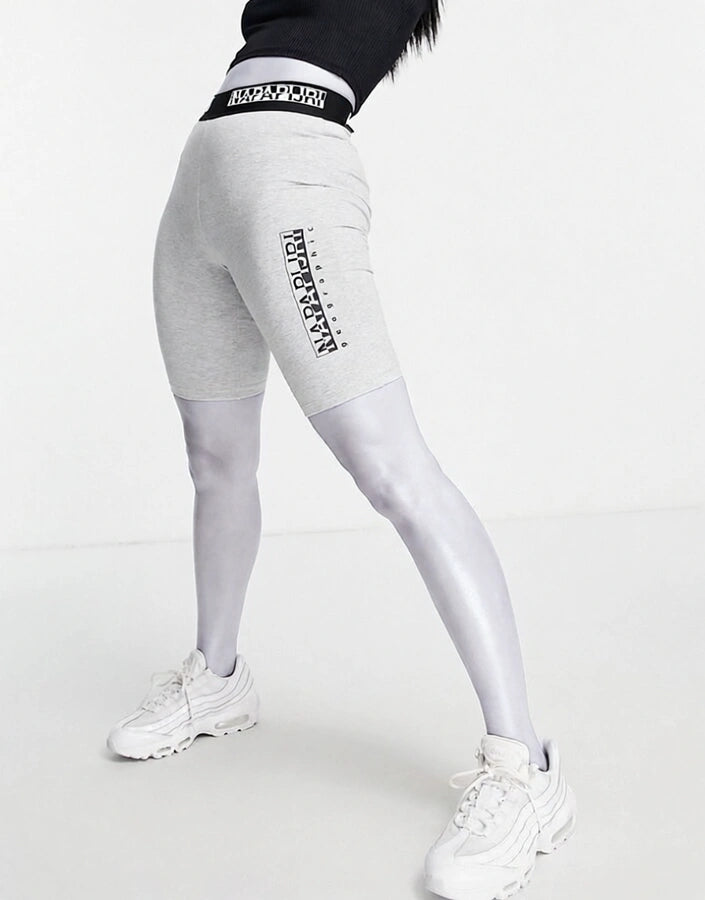 Napapijri Womens Box Legging Shorts In Light Grey
