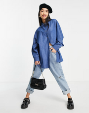 Cotton:On dad shirt in denim blue - LBLUE