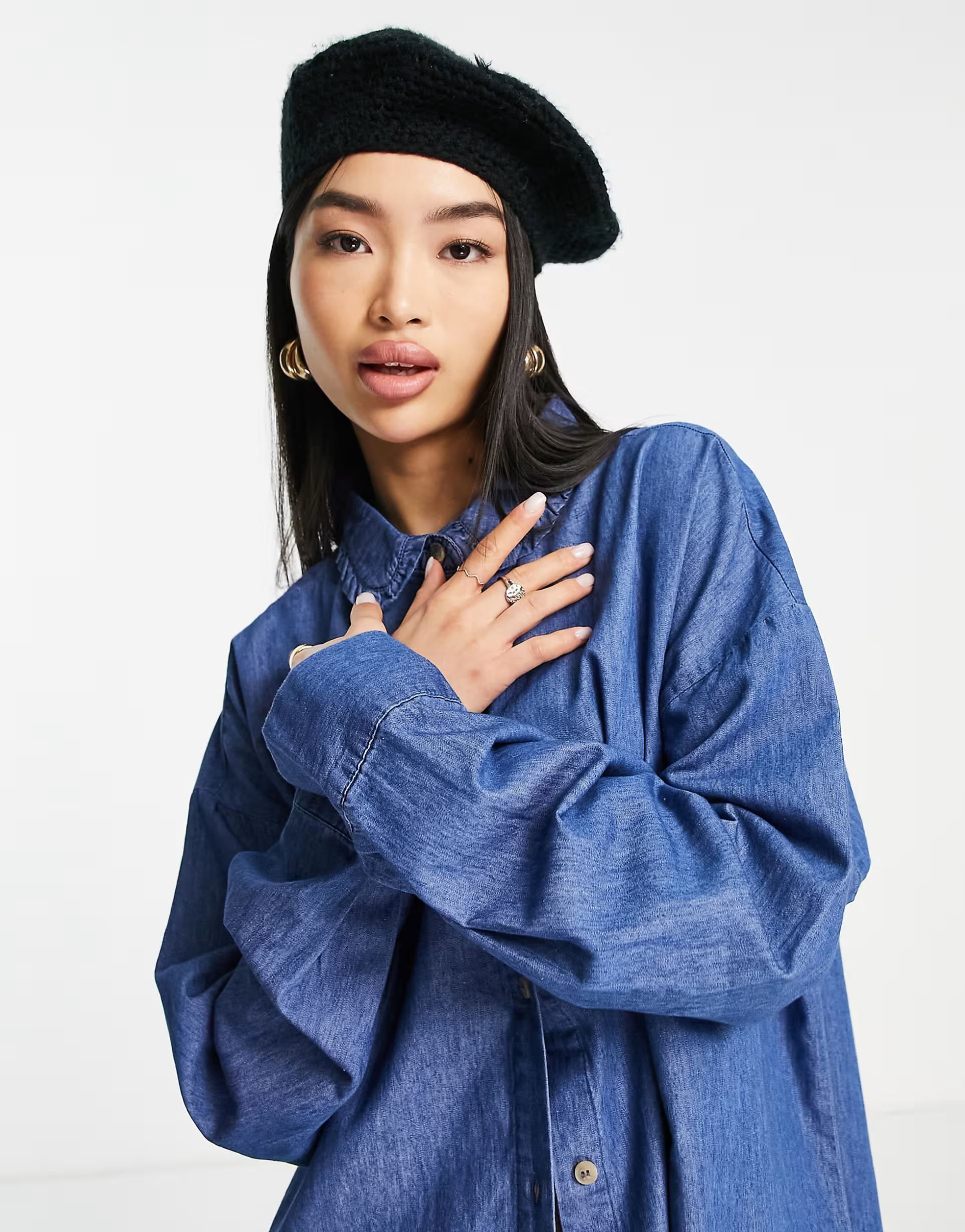 Cotton:On dad shirt in denim blue - LBLUE