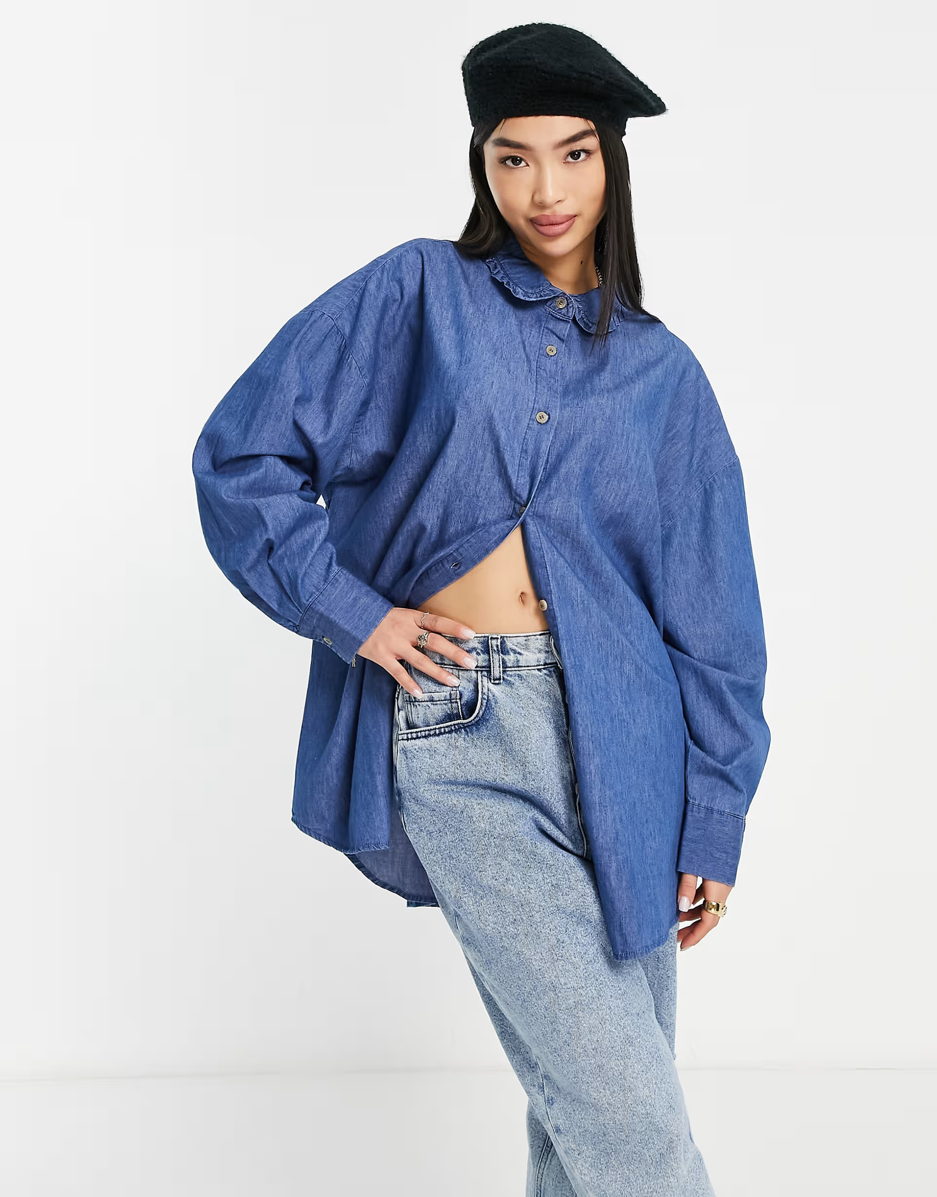 Cotton:On dad shirt in denim blue - LBLUE