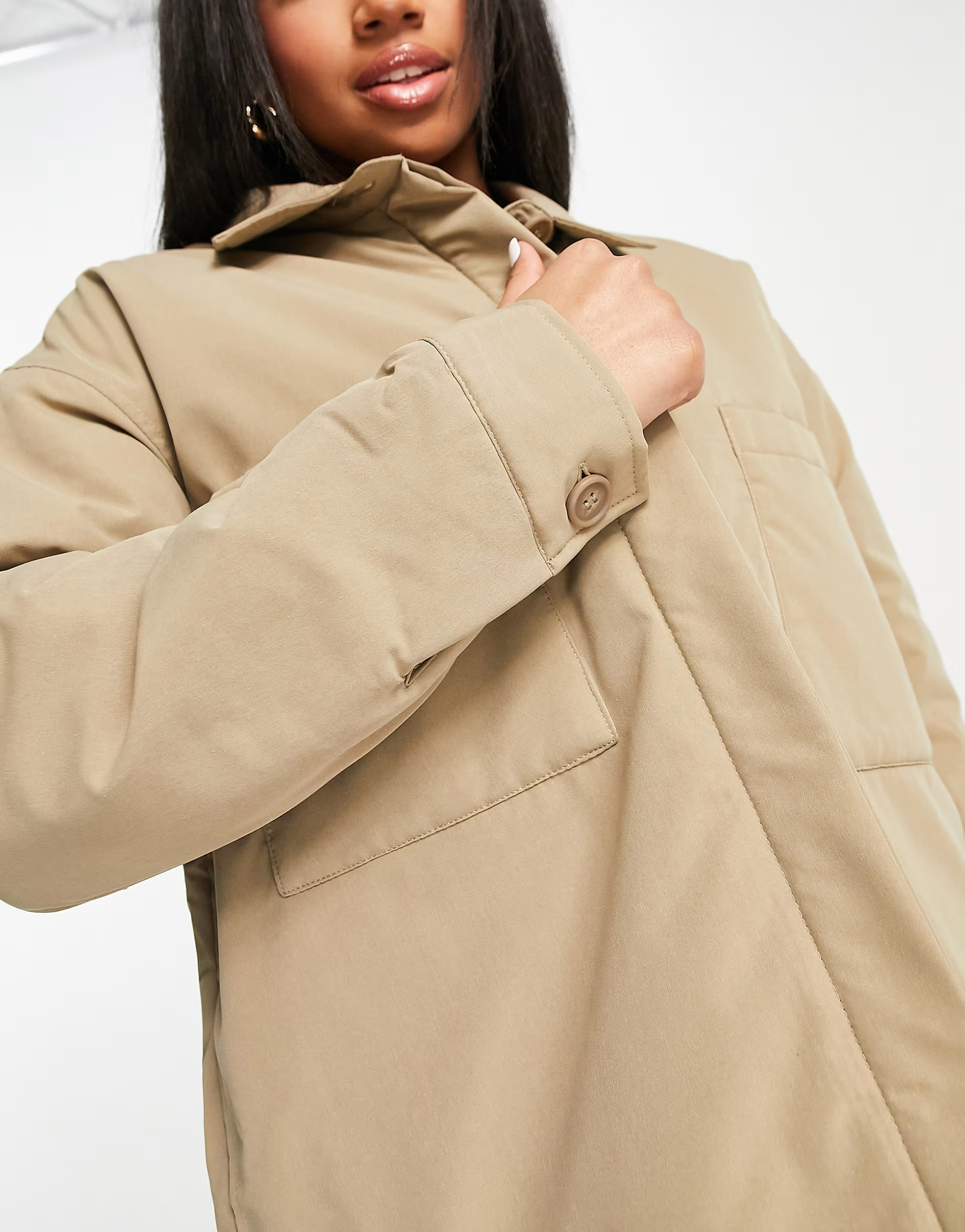 Cotton:On Womens Recycled Padded Shacket In Brown
