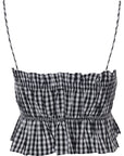 Stradivarius Women's Mono Gingham Ruched Poplin Cami