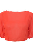 Unique 21 Women's Burnt Orange Puff Sleeve Beach Crop Top