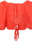 Unique 21 Women's Burnt Orange Puff Sleeve Beach Crop Top