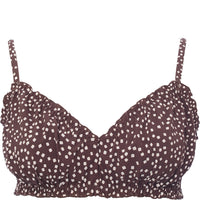 & Other Stories Women's Brown Spot Print Polyester Frill Edge Bikini Top