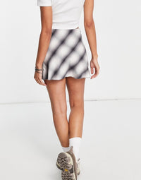 Weekday Shorty Cotton Check Print Skirt