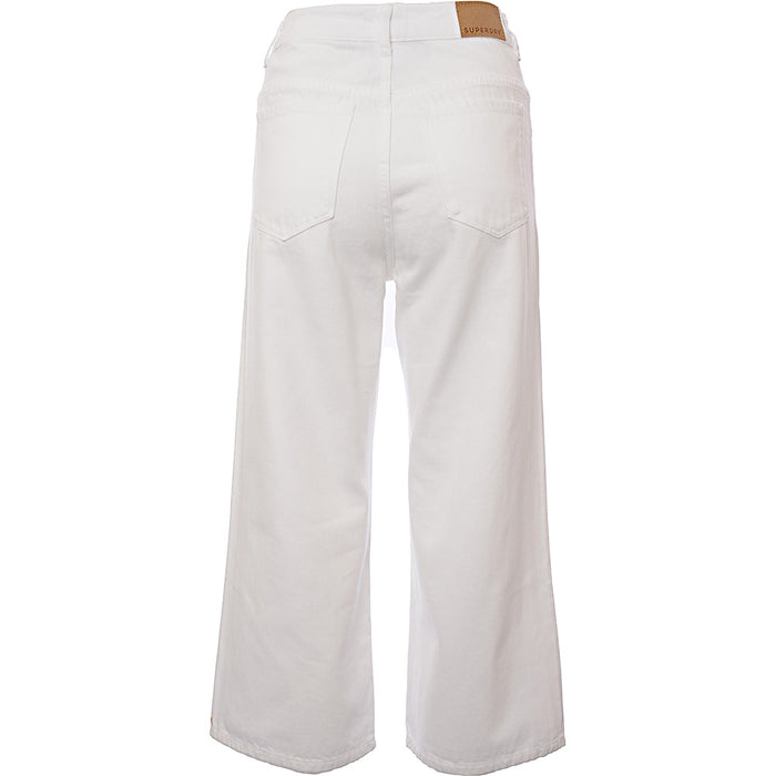 Superdry Women's White Wide Leg Cropped Jeans