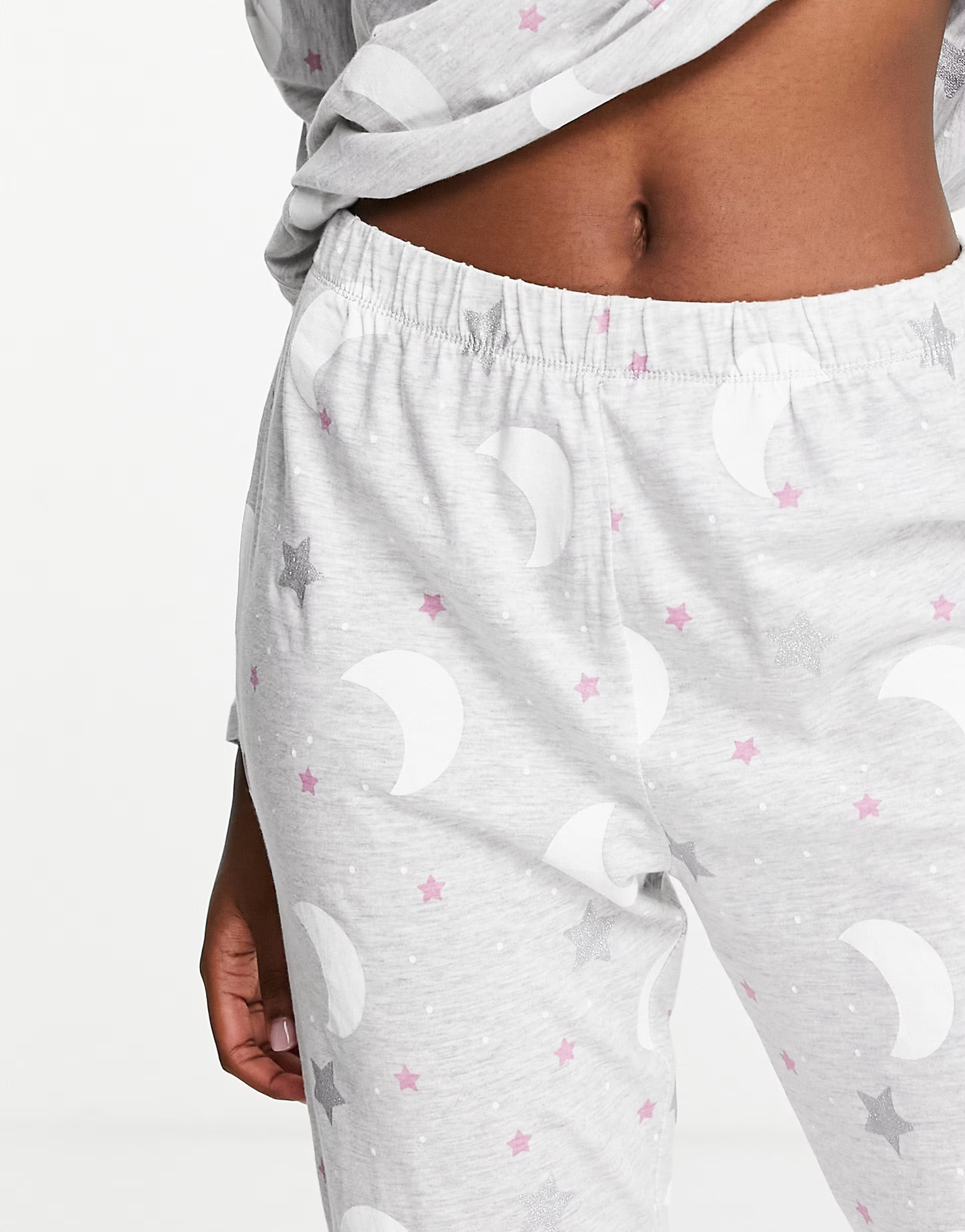 Women'secret Womens Celestial Print Long Pyjama Set in Grey Marl