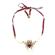 Gucci Womens Bee Necklace with Crystals and Pearls