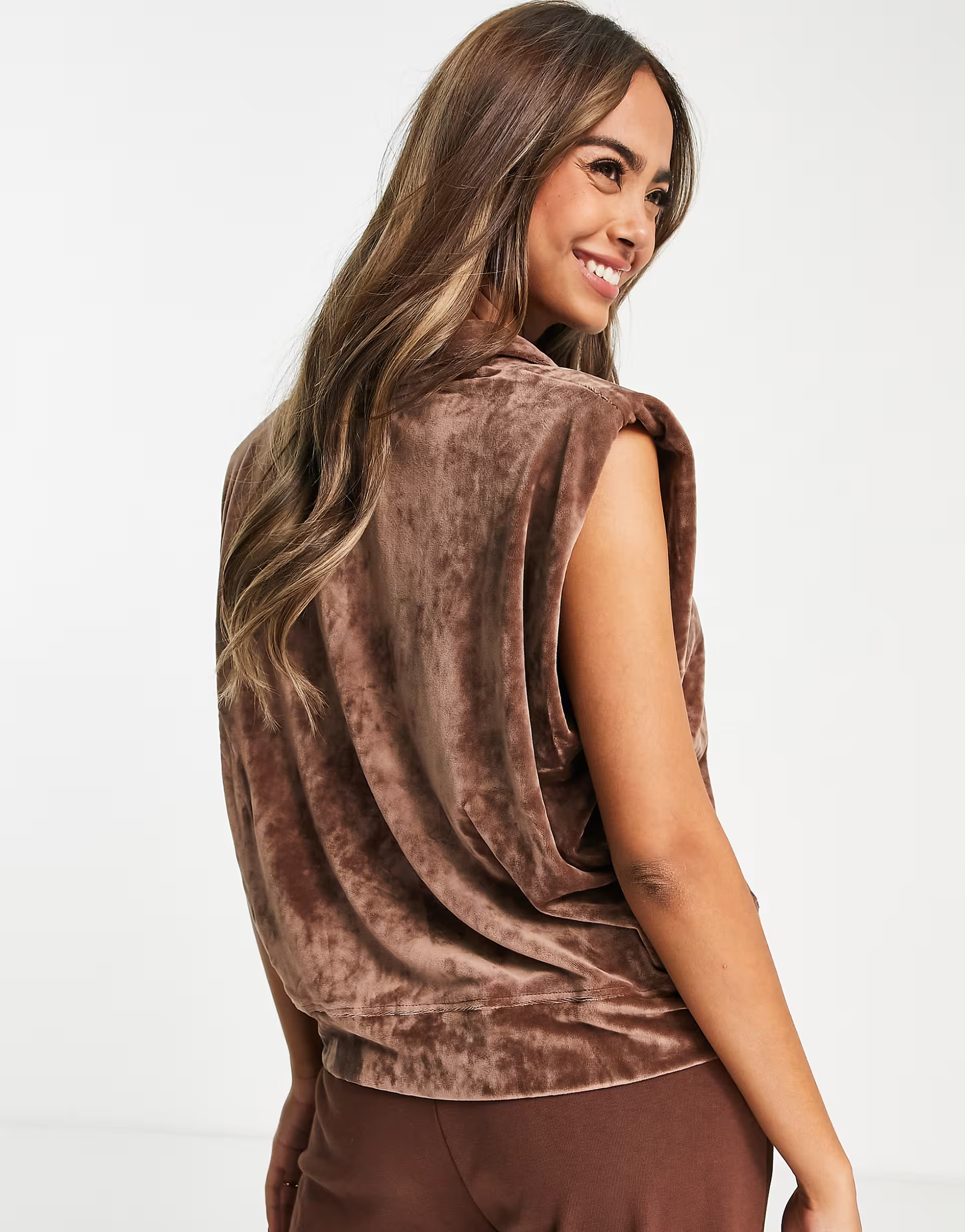 Cotton:On co-ord velour sleeveless pullover vest in chocolate