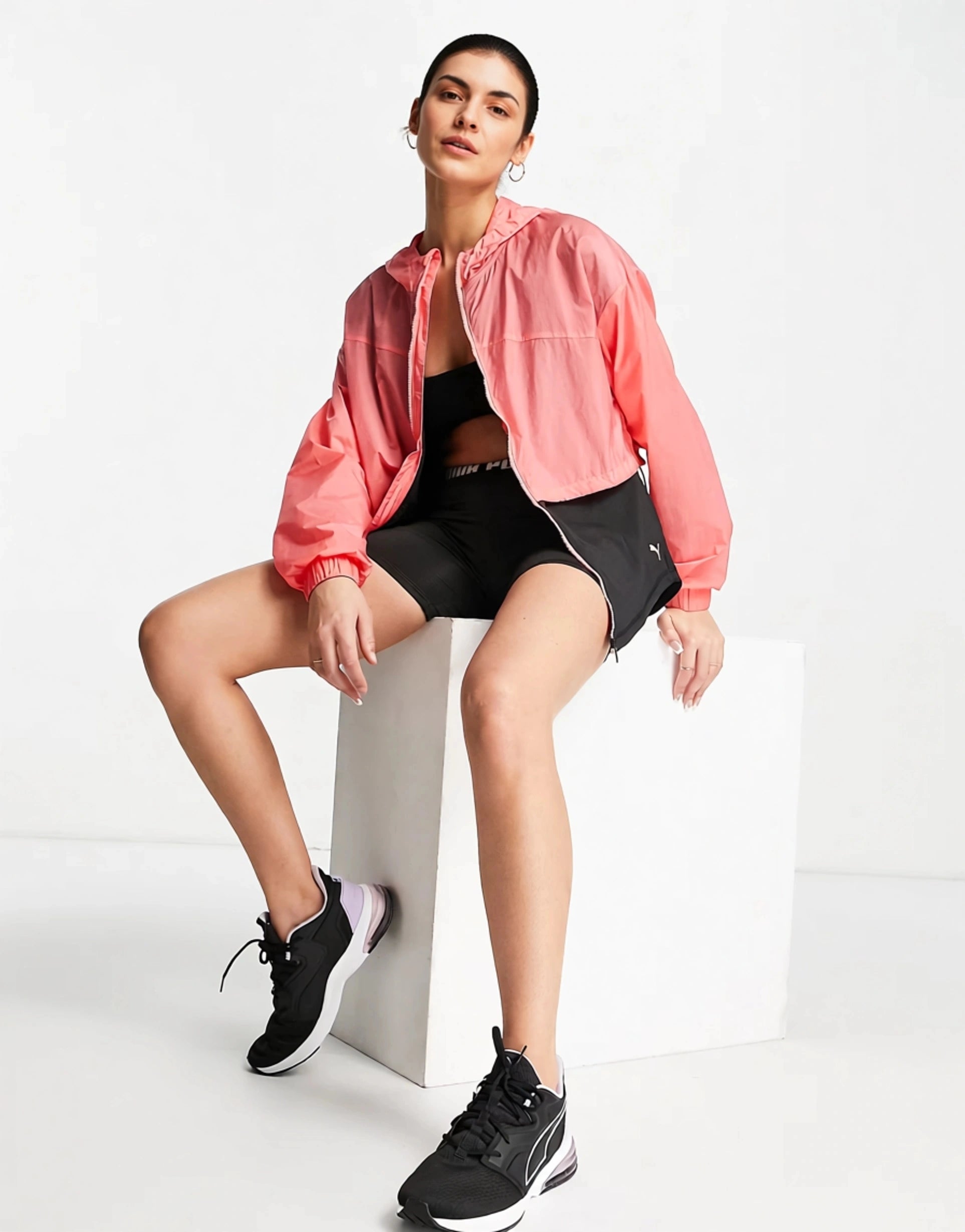 Puma train georgia hooded jacket in peach