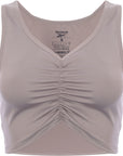 Reebok Women's Grey Training Studio Ruched Cropped Tank Top