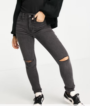 Madewell Womens Knee Rip Skinny Jeans In Black