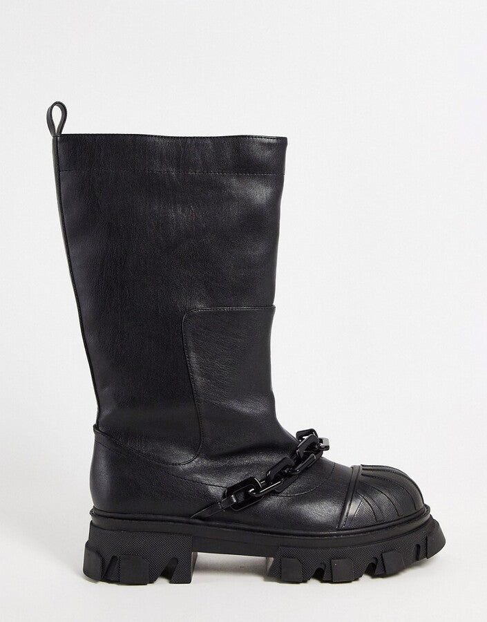 Public Desire Mens Man Lincoln Chain Rain Boots In Black