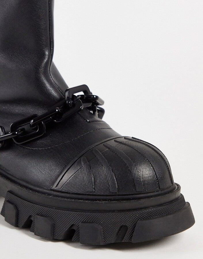 Public Desire Mens Man Lincoln Chain Rain Boots In Black