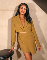 Public Desire Womens Asymmetric Mini Skirt Co Ord in Khaki