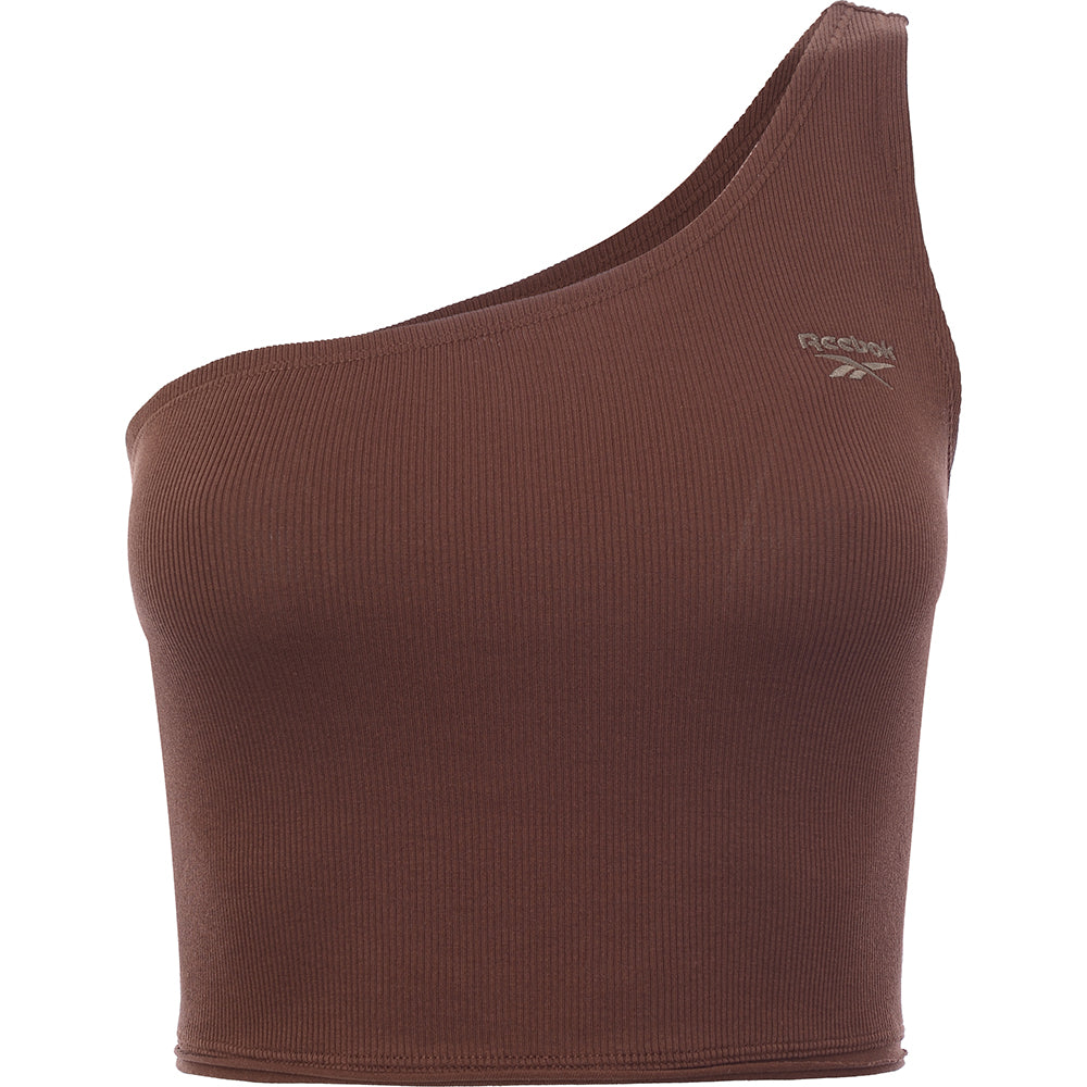 Reebok Women's Brown Assymetric One Shoulder Crop Top