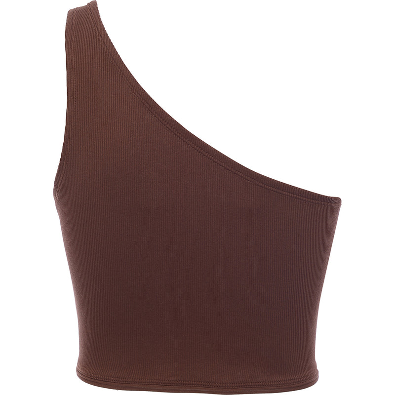 Reebok Women's Brown Assymetric One Shoulder Crop Top