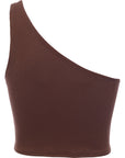 Reebok Women's Brown Assymetric One Shoulder Crop Top