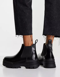 & Other Stories Leather Chunky Sole Ankle Boots In Black