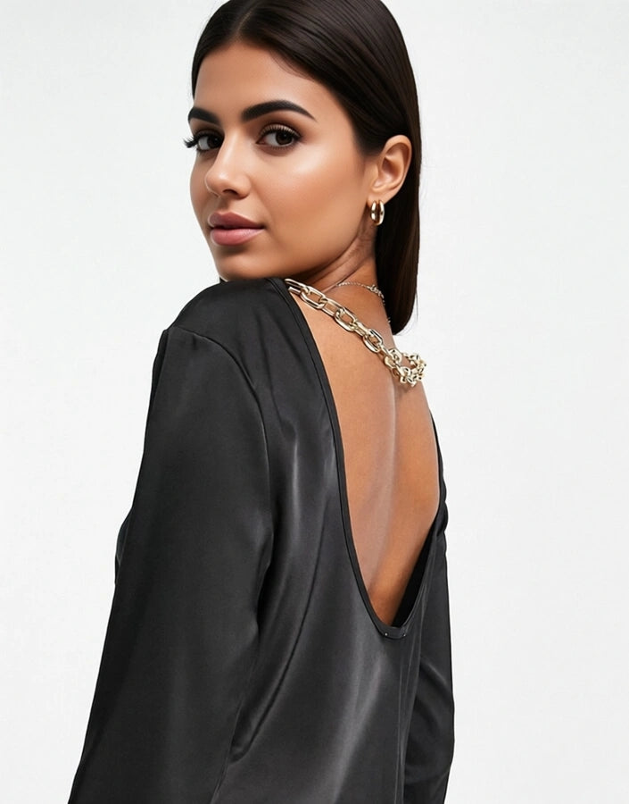 Lola May Womens Chain Back Mini Dress In Black