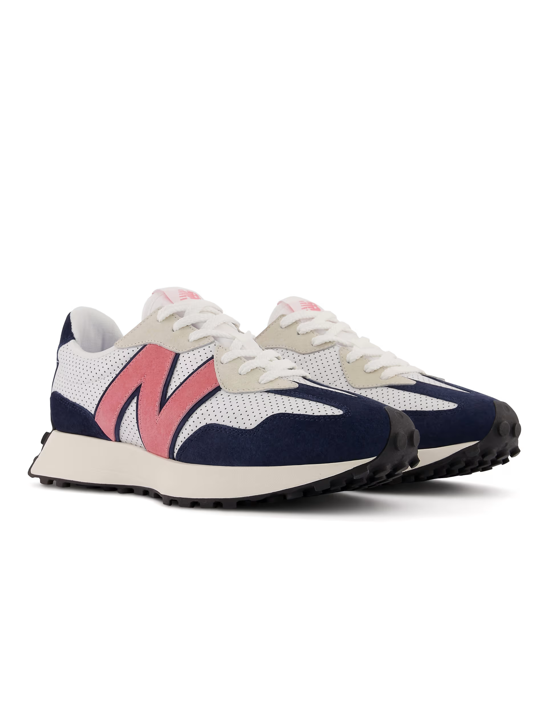 New Balance Mens 327 Perforated Trainers in White Navy And Pink