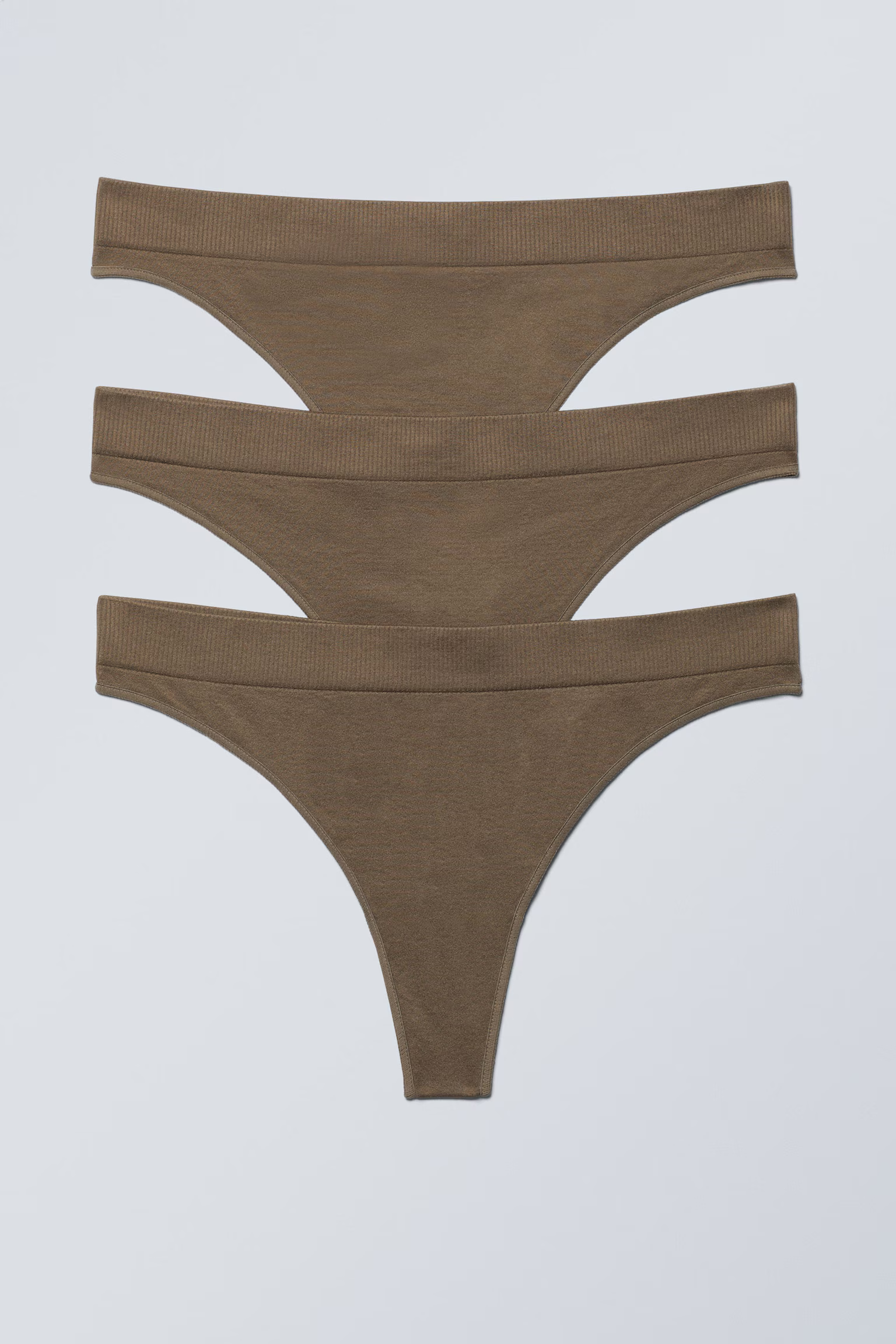 Weekday Womens Cat 3-Pack Thong In Brown