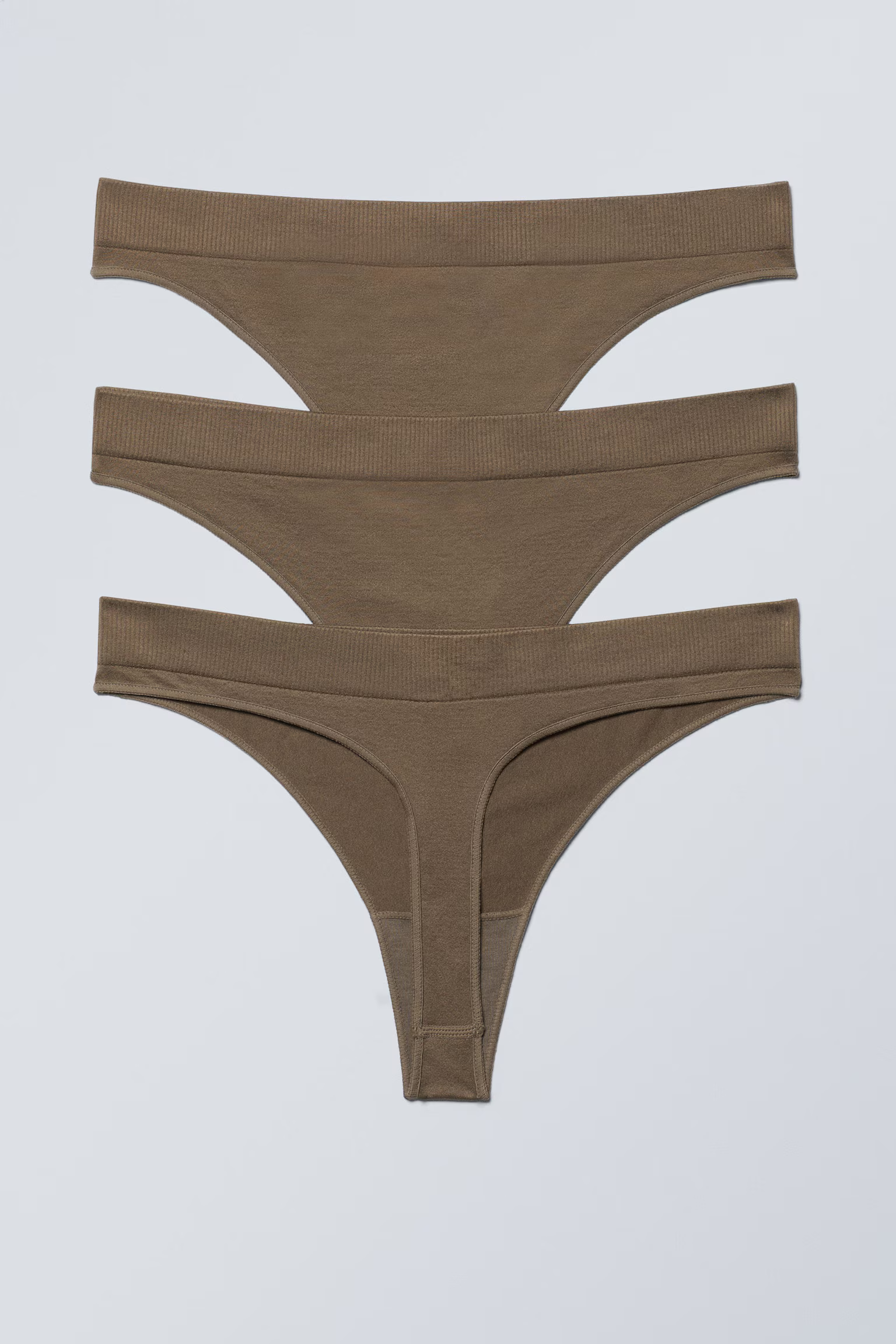 Weekday Womens Cat 3-Pack Thong In Brown