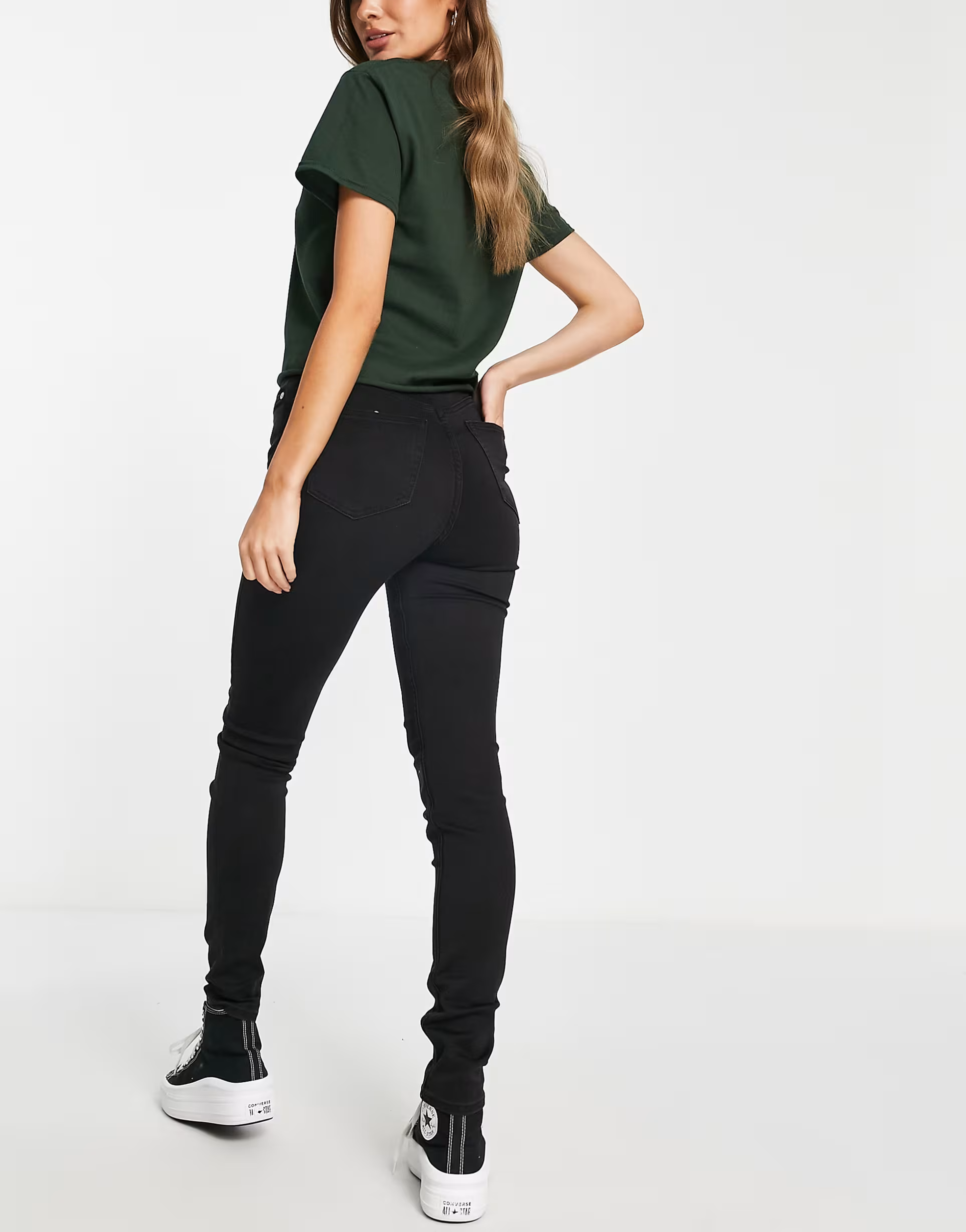Weekday Body cotton blend skinny high waisted jeans in black