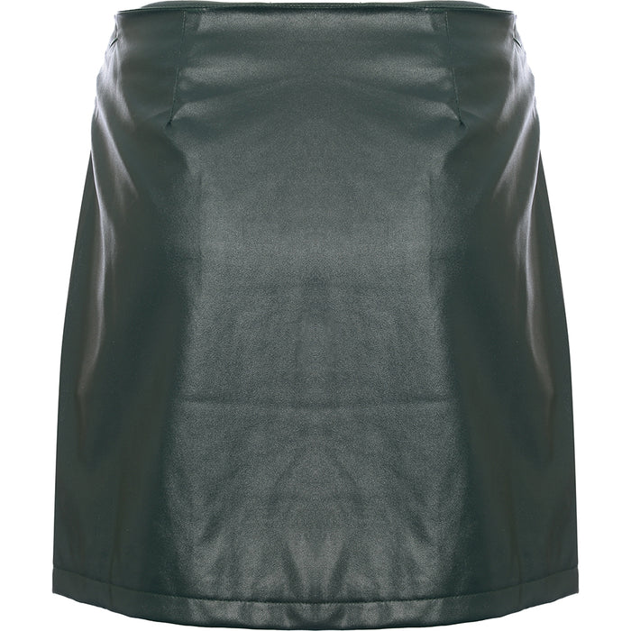 Heartbreak Women's Black Pu Wrap Mini Skirt