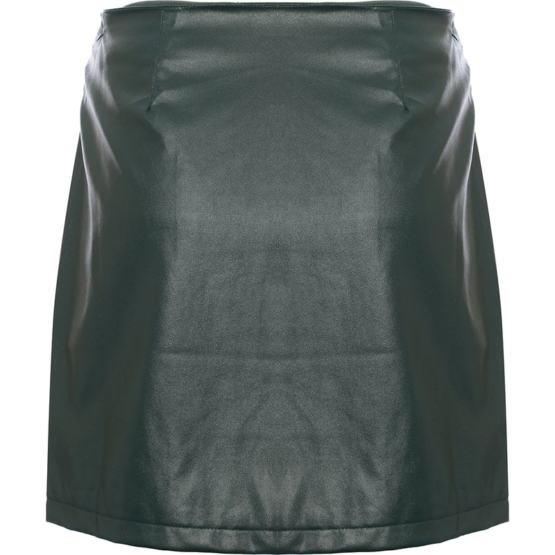 Heartbreak Women's Black Pu Wrap Mini Skirt