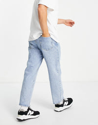 Selected Homme Cotton Kobe Loose Fit Jeans in Acid Bleach Wash
