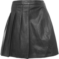 Barney's Originals Plus Women's Real Leather Pleated Mini Tennis Skirt