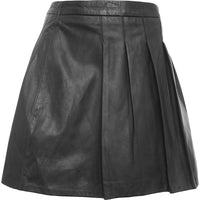 Barney's Originals Plus Women's Real Leather Pleated Mini Tennis Skirt