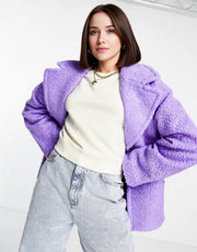 Monki Womens Boucle Jacket In Purple