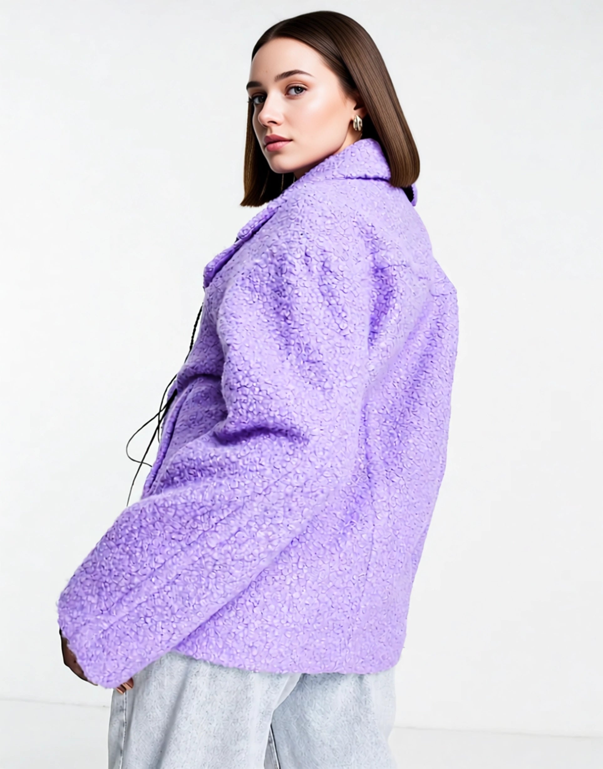 Monki Womens Boucle Jacket In Purple